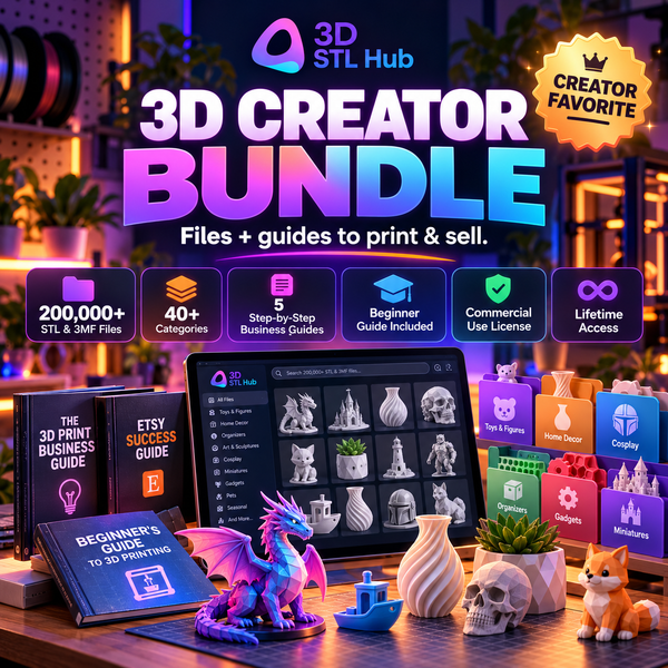 3D Creator Bundle — 200,000+ STL Files + 5 Business Guides + Commercial License